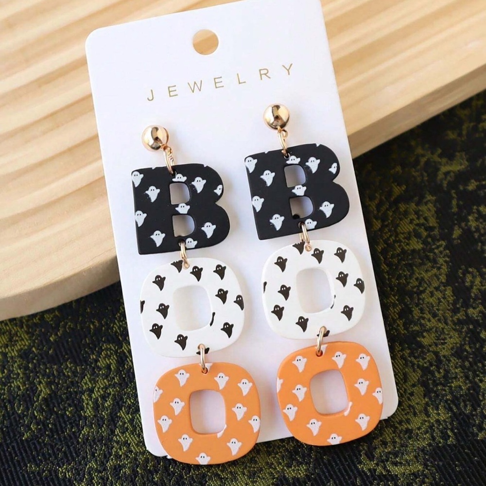 Boo Halloween Themed Earrings